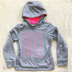 Nike Dri-Fit Performance Gray Neon Pink Soft Sweatshirt Fitted Hoodie S/M